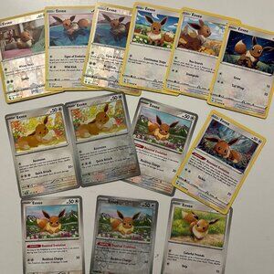 Super Pokemon Eevee Card Bundle - 12 cards TOTAL (no dups)